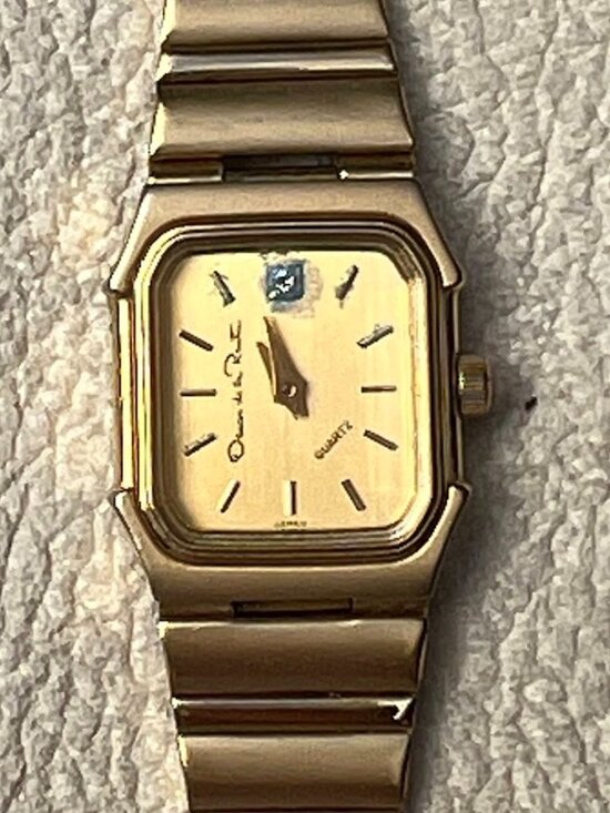 Vtg Oscar De La Renta Watch Women 19mm Gold Tone Diamond Octagon main image 5